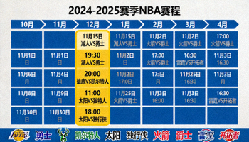 NBA赛程日历，高亮显示即将进行的焦点对决
